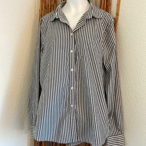 Grey Striped Medium Blouse